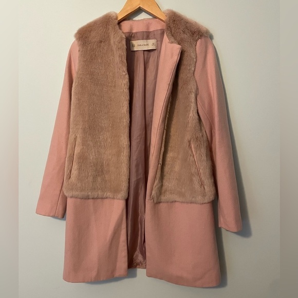 Zara Faux Fur Peacoat XS Light Pink - Picture 12 of 12
